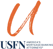 A picture of USFN's logo, a brushstroke orange U and the words America's Morgage Banking Attorneys in dark blue.