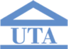 UTA logo - UTA written with bold line underneath and triangle above the letters.